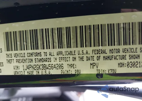 2011 Jeep Liberty Sport из США, поврежденный, VIN 1J4PN2GK3BW564206